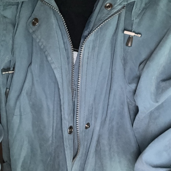 madison XL Vintage Light Blue White Hooded Rain Utility Jacket - Picture 16 of 16